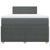 Slatted bed base with dark gray mattress 120x190cm fabric