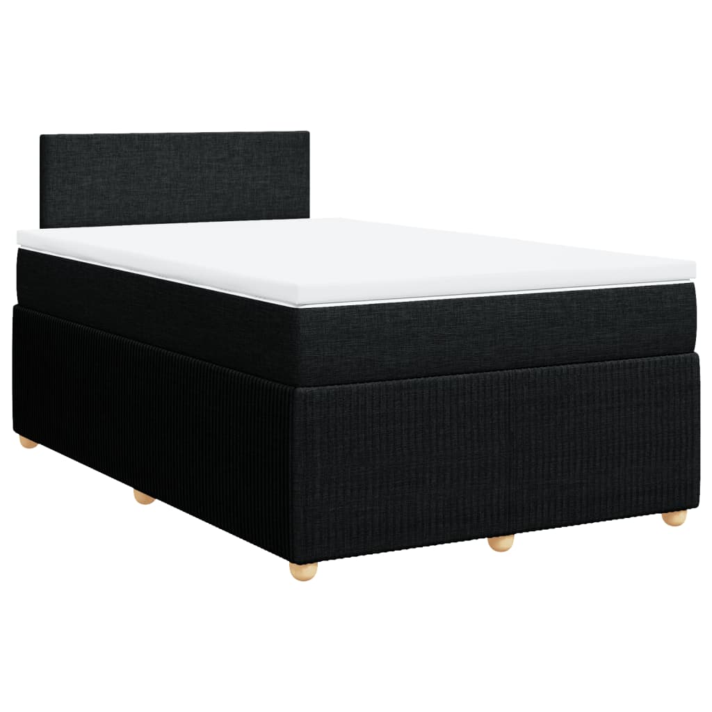 Slatted bed base with black mattress 120x190 cm fabric