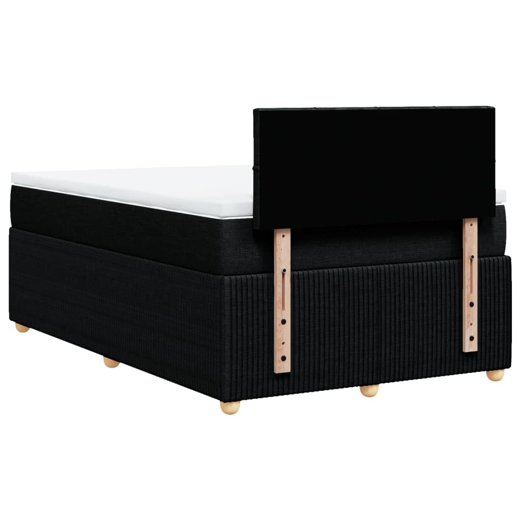 Slatted bed base with black mattress 120x190 cm fabric