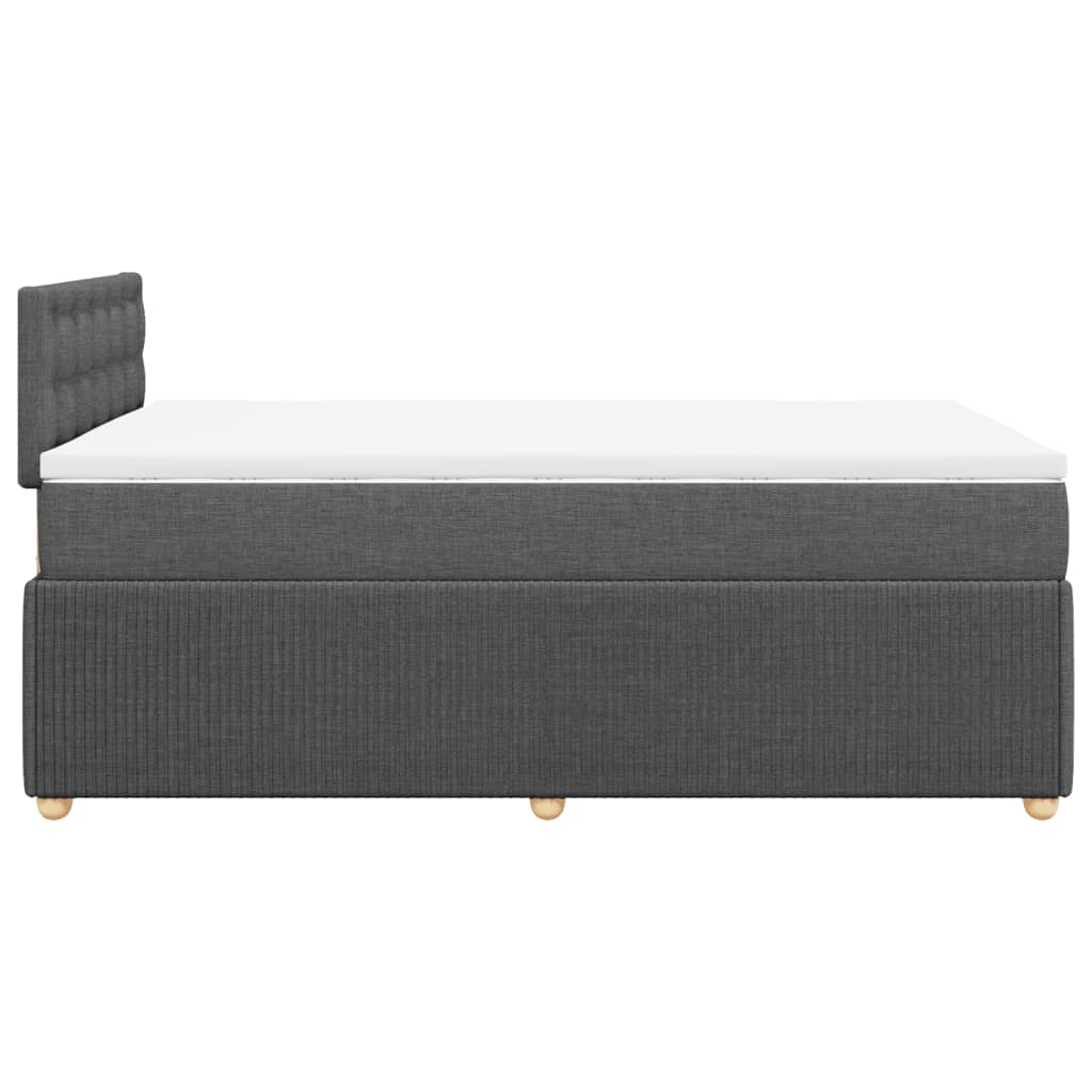 Slatted bed base with dark gray mattress 120x190cm fabric