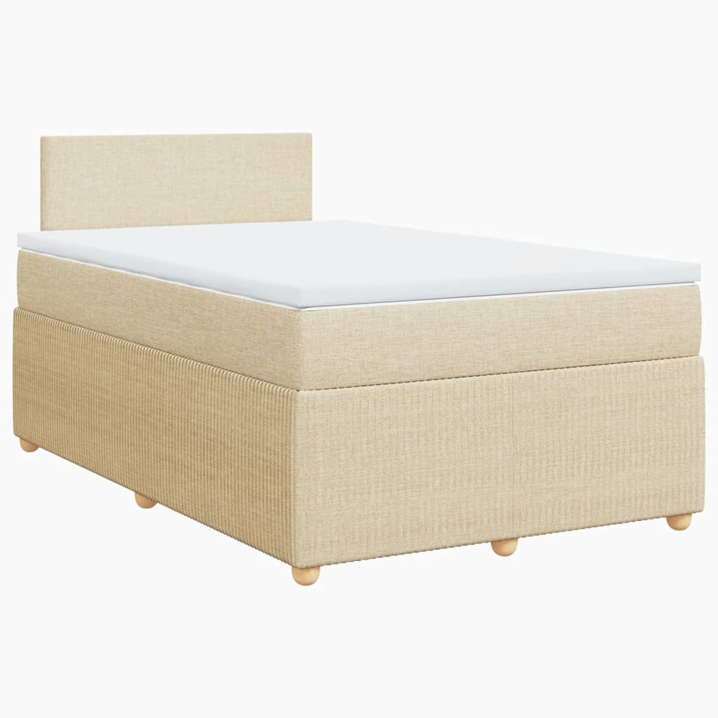 Bed slatted base with mattress Cream 120x200 cm Fabric