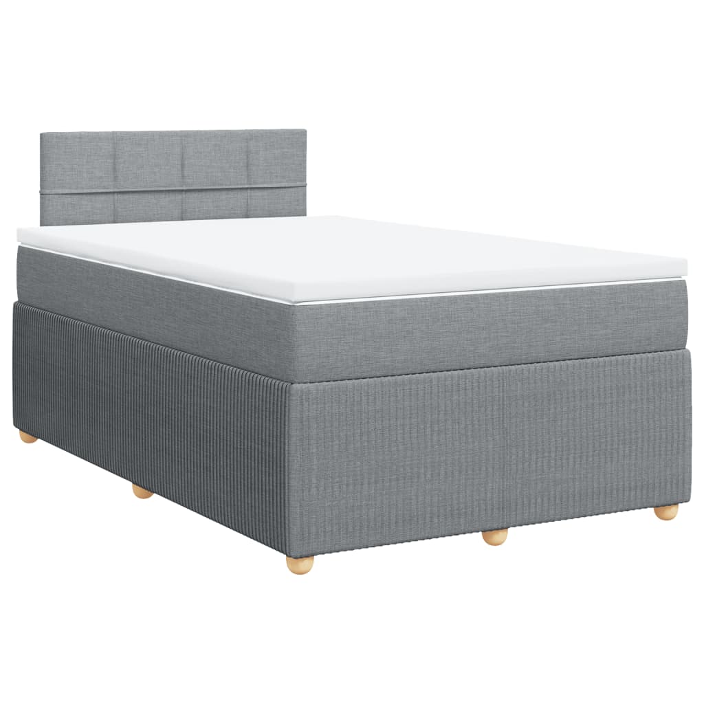 Slatted bed base with mattress Light grey 120x200cm Fabric