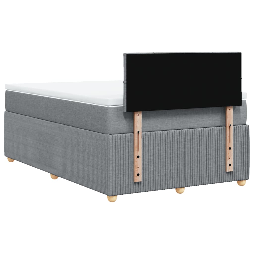 Slatted bed base with mattress Light grey 120x200cm Fabric