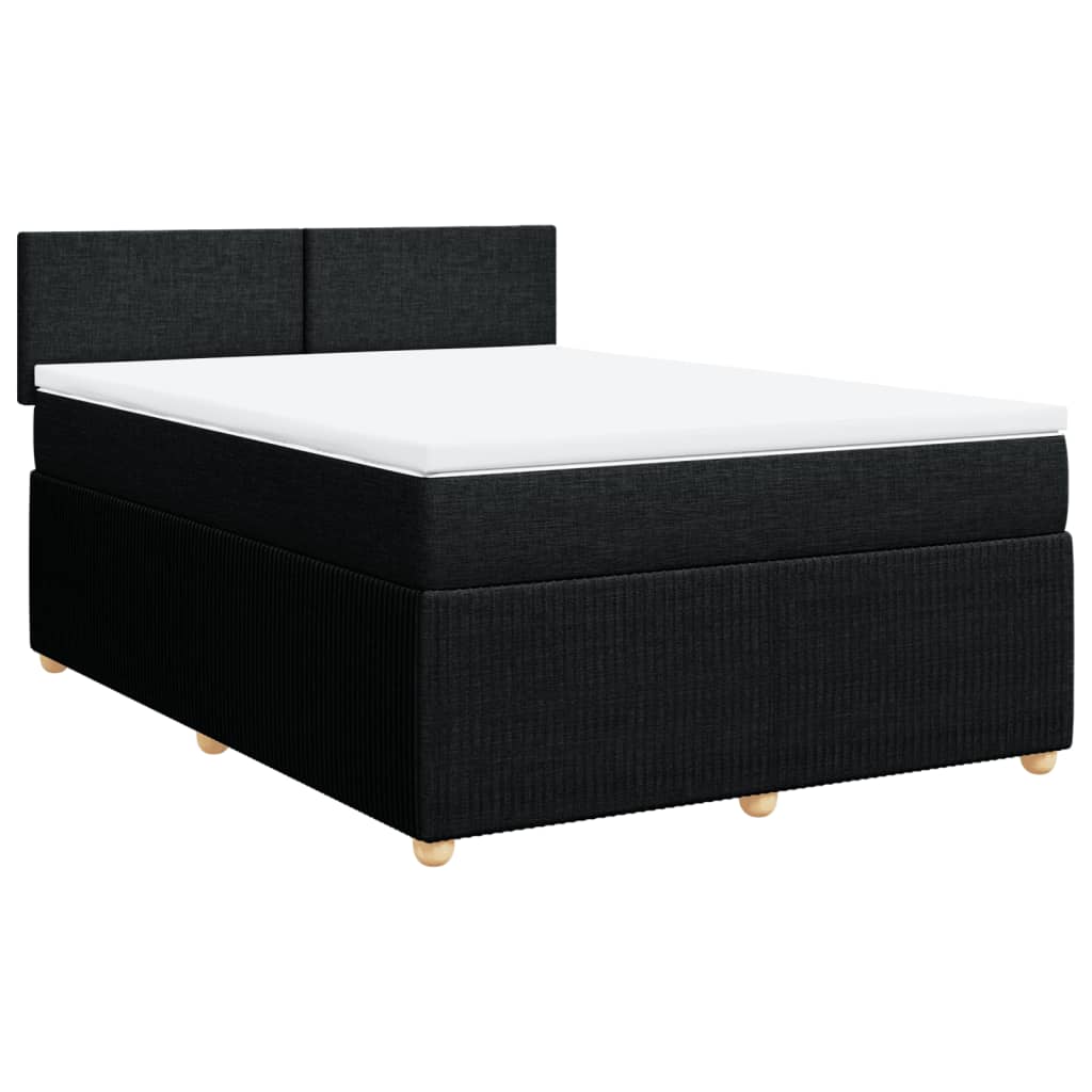 Sommier à lattes de lit avec matelas Noir 140x190 cm Tissu