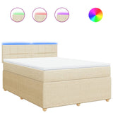 Bed slatted base with mattress Cream 140x190 cm Fabric