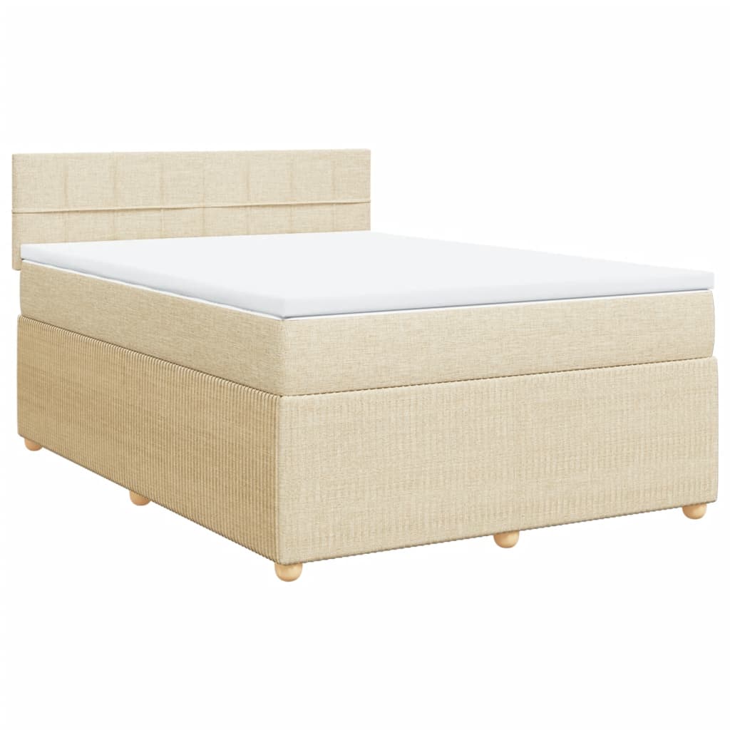 Bed slatted base with mattress Cream 140x190 cm Fabric