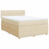 Bed slatted base with mattress Cream 140x190 cm Fabric