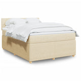 Bed slatted base with mattress Cream 140x190 cm Fabric