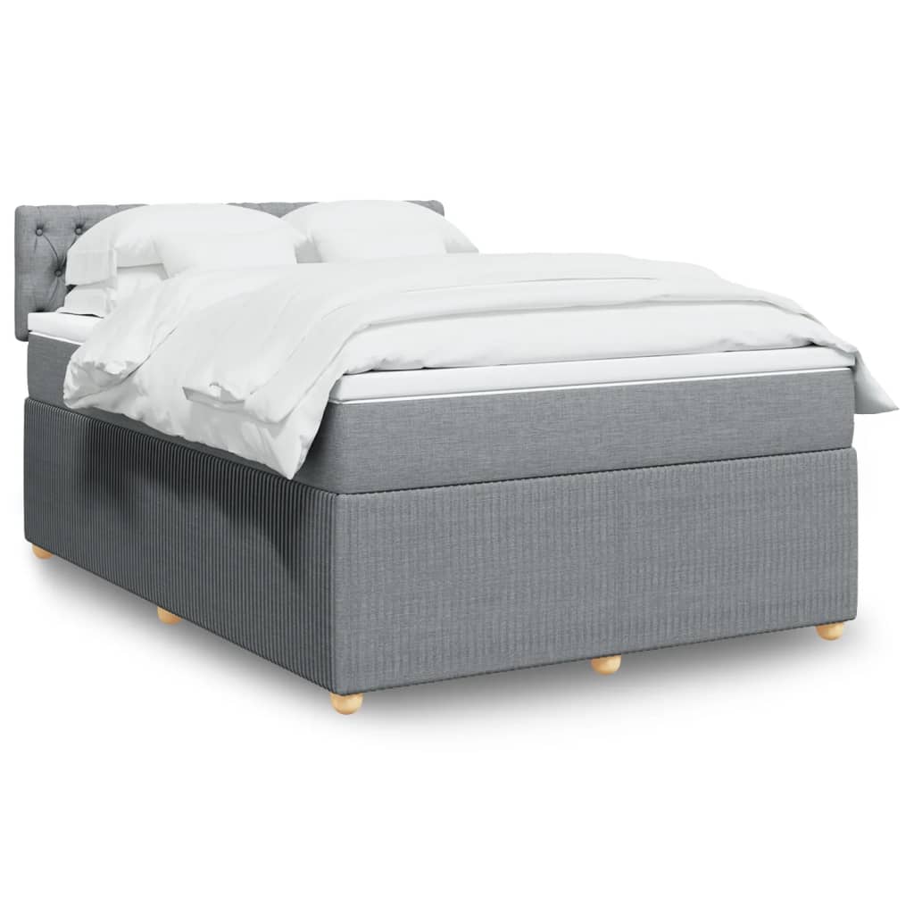 Sommier à lattes de lit avec matelas Gris clair 140x190cm Tissu