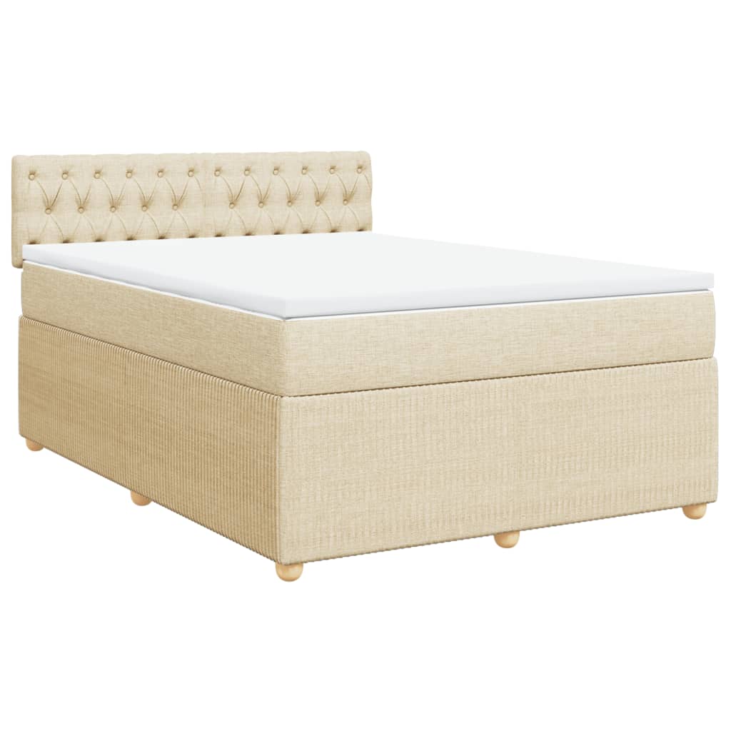 Bed slatted base with mattress Cream 140x190 cm Fabric