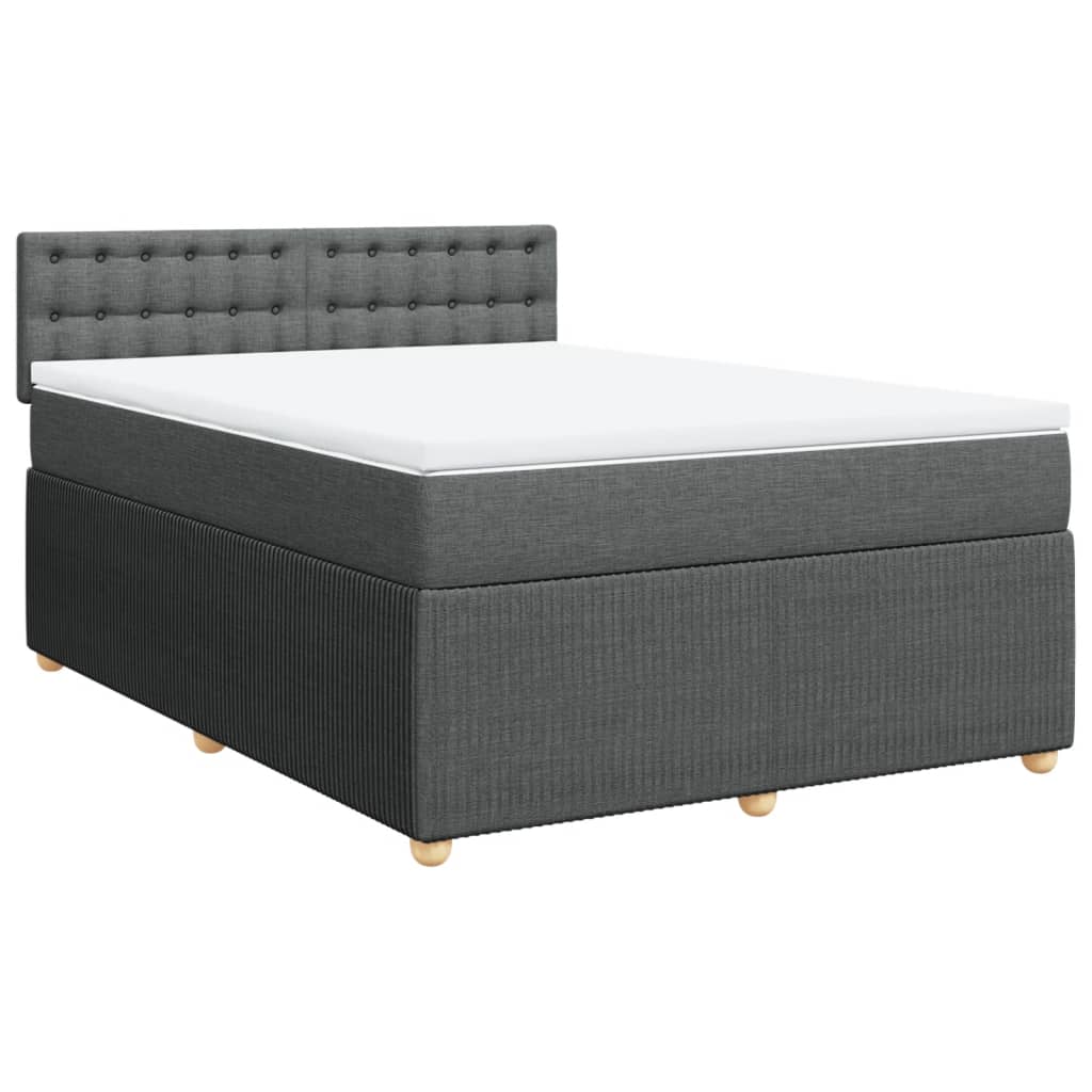 Sommier à lattes de lit avec matelas Gris foncé 140x190cm Tissu