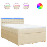 Bed slatted base with mattress Cream 140x190 cm Fabric