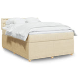 Bed slatted base with mattress Cream 140x190 cm Fabric