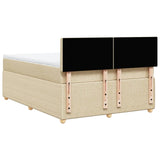 Bed slatted base with mattress Cream 140x200 cm Fabric