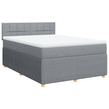 Slatted bed base with mattress Light grey 160x200cm Fabric