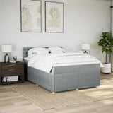 Slatted bed base with mattress Light grey 160x200cm Fabric