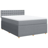 Slatted bed base with mattress Light grey 160x200cm Fabric