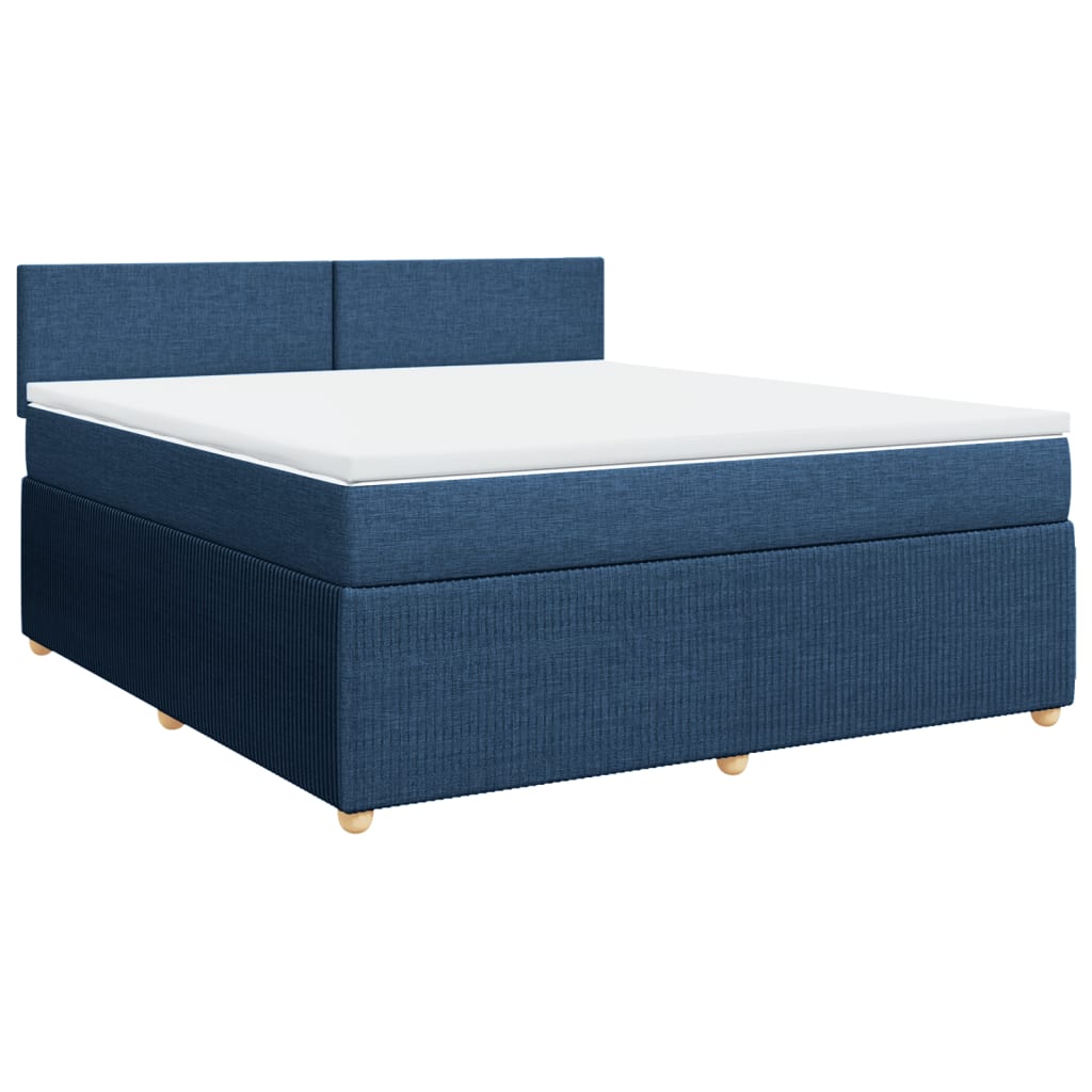 Slatted bed base with mattress Blue 180x200 cm Fabric