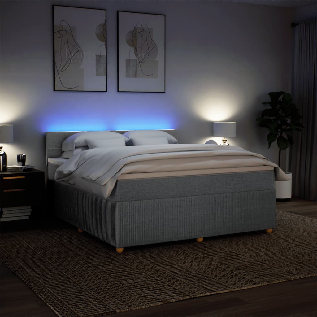 Slatted bed base with mattress Light grey 180x200cm Fabric