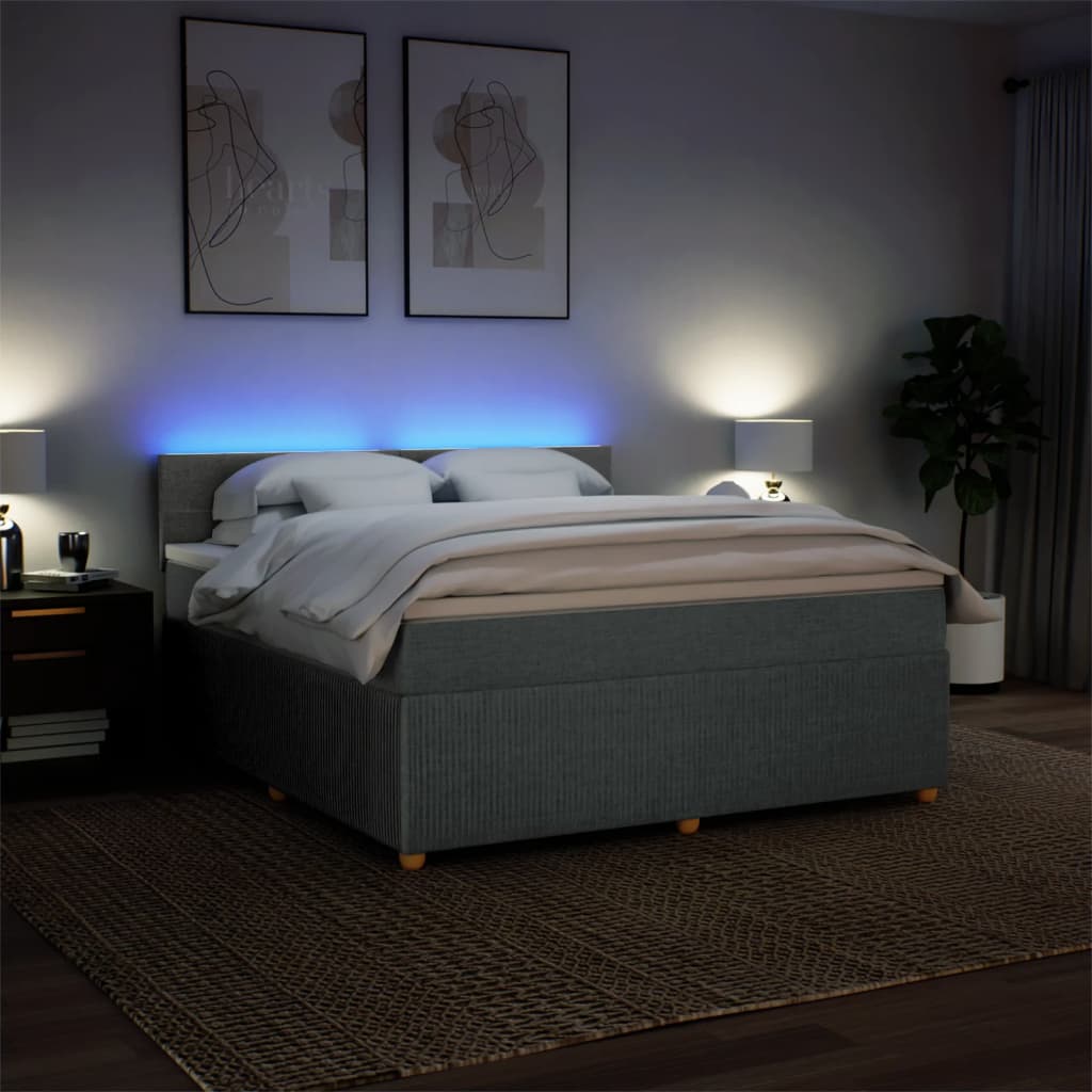 Slatted bed base with mattress Dark grey 180x200cm Fabric