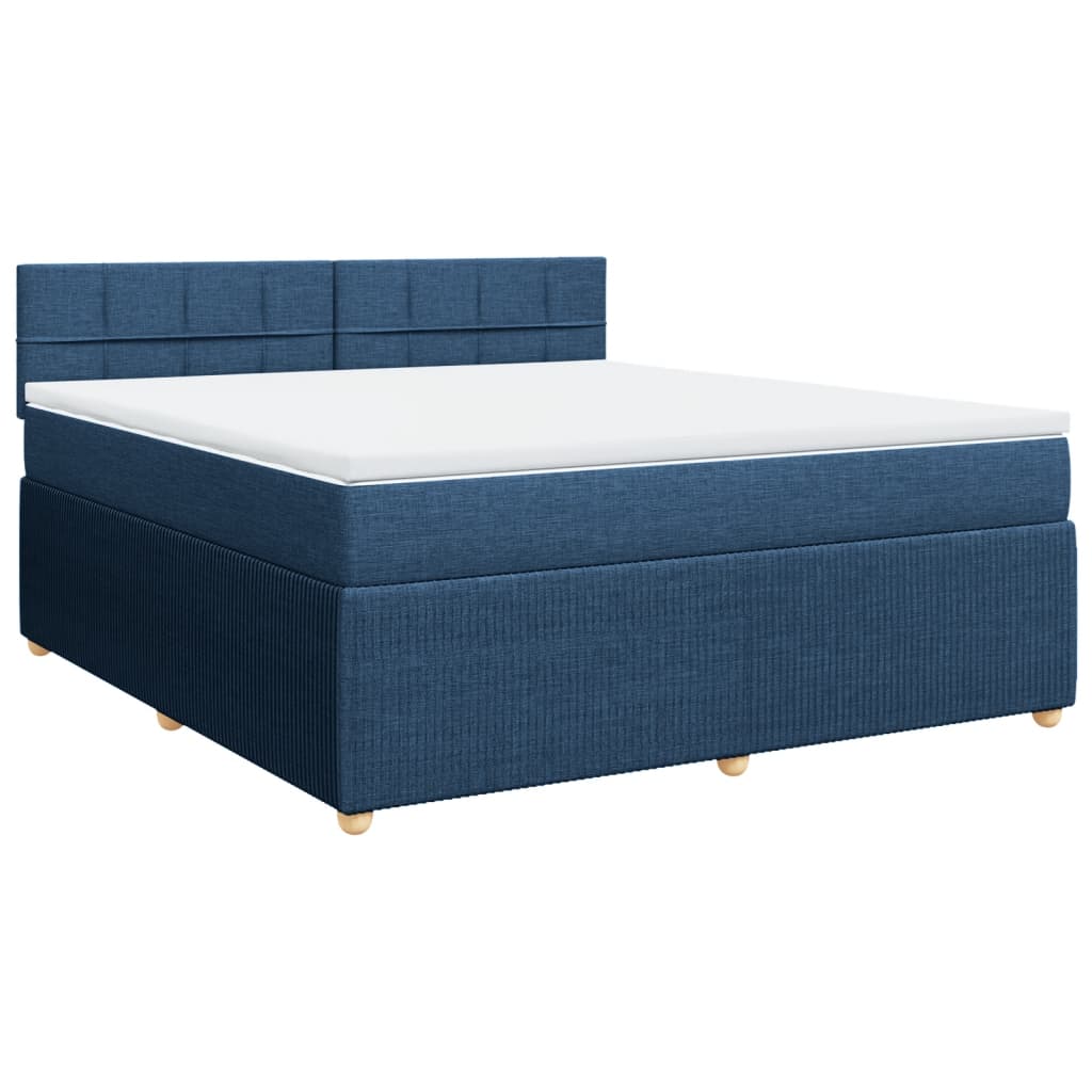 Slatted bed base with mattress Blue 180x200 cm Fabric