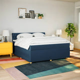 Slatted bed base with mattress Blue 180x200 cm Fabric