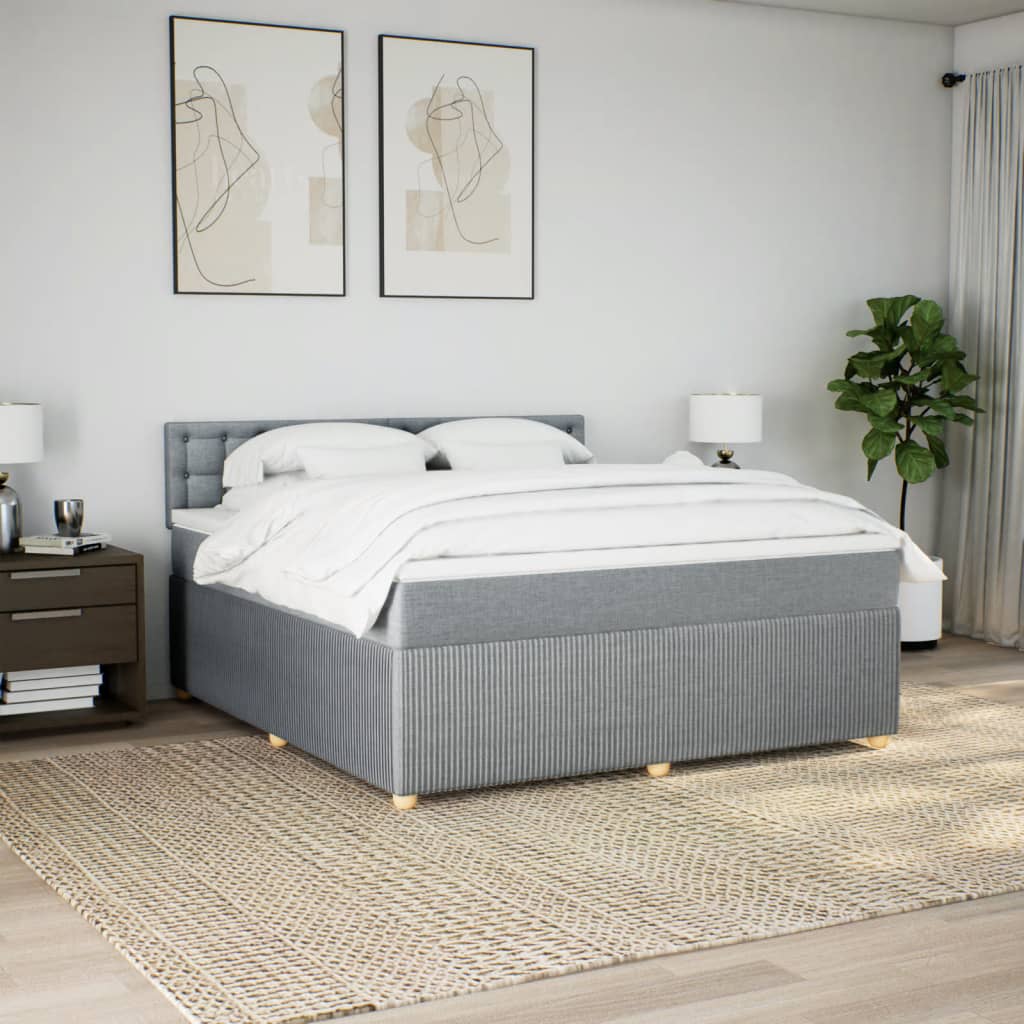 Slatted bed base with mattress Light grey 180x200cm Fabric