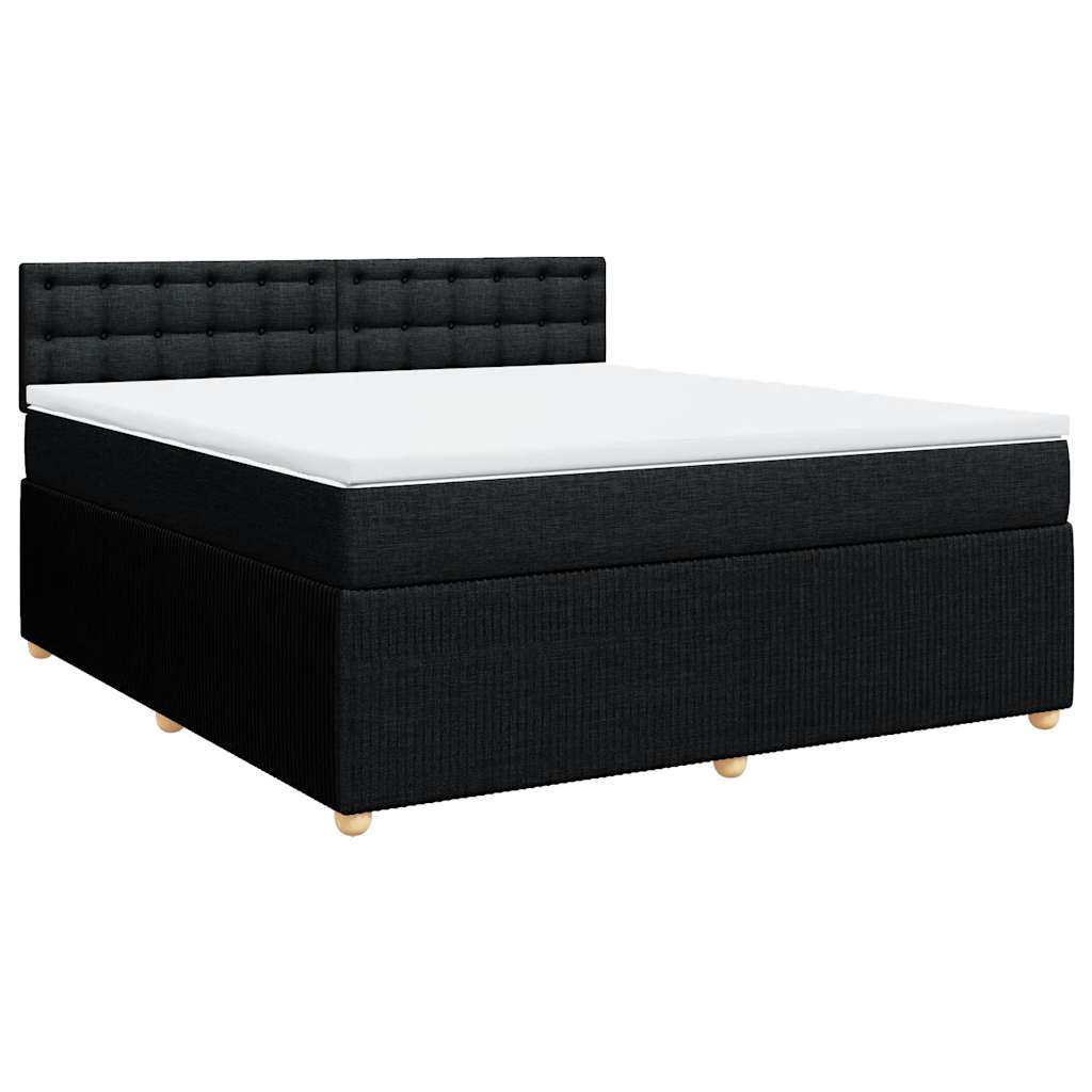 Slatted bed base with mattress Black 180x200 cm Fabric