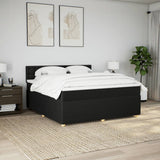 Slatted bed base with mattress Black 180x200 cm Fabric