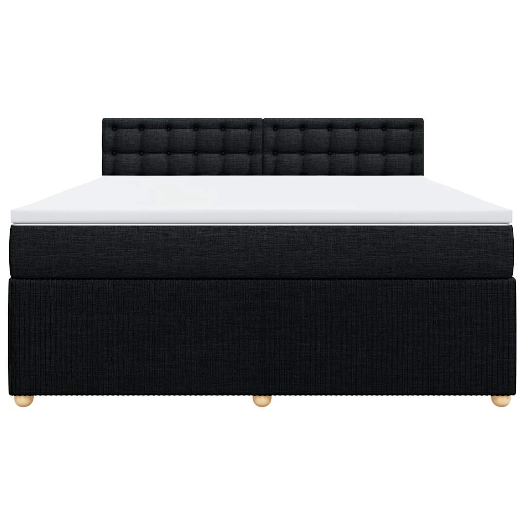 Slatted bed base with mattress Black 180x200 cm Fabric