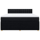 Slatted bed base with mattress Black 180x200 cm Fabric