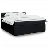 Slatted bed base with mattress Black 180x200 cm Fabric