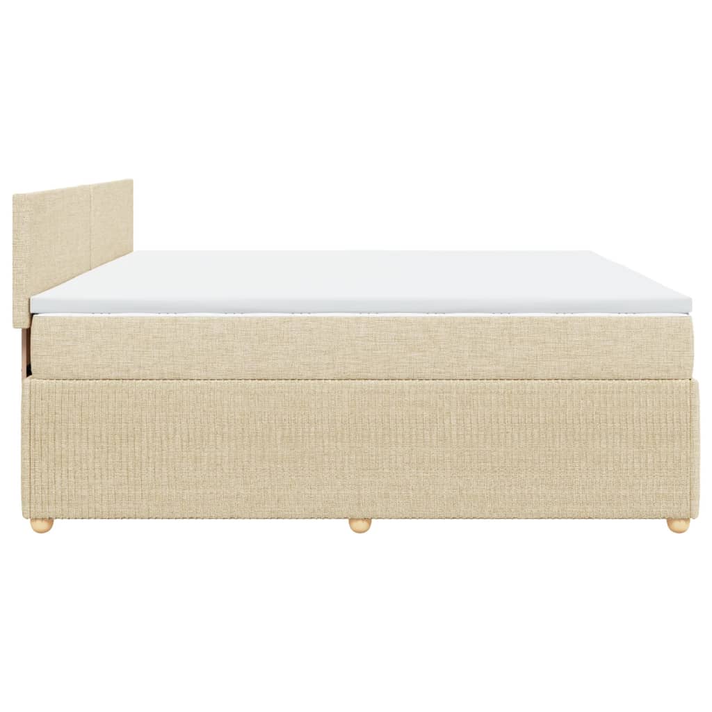 Bed slatted base with mattress Cream 200x200 cm Fabric