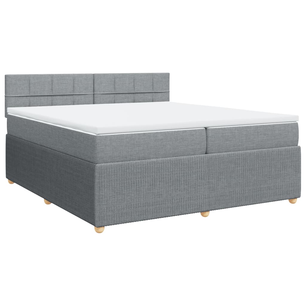 Sommier à lattes de lit avec matelas Gris clair 200x200cm Tissu