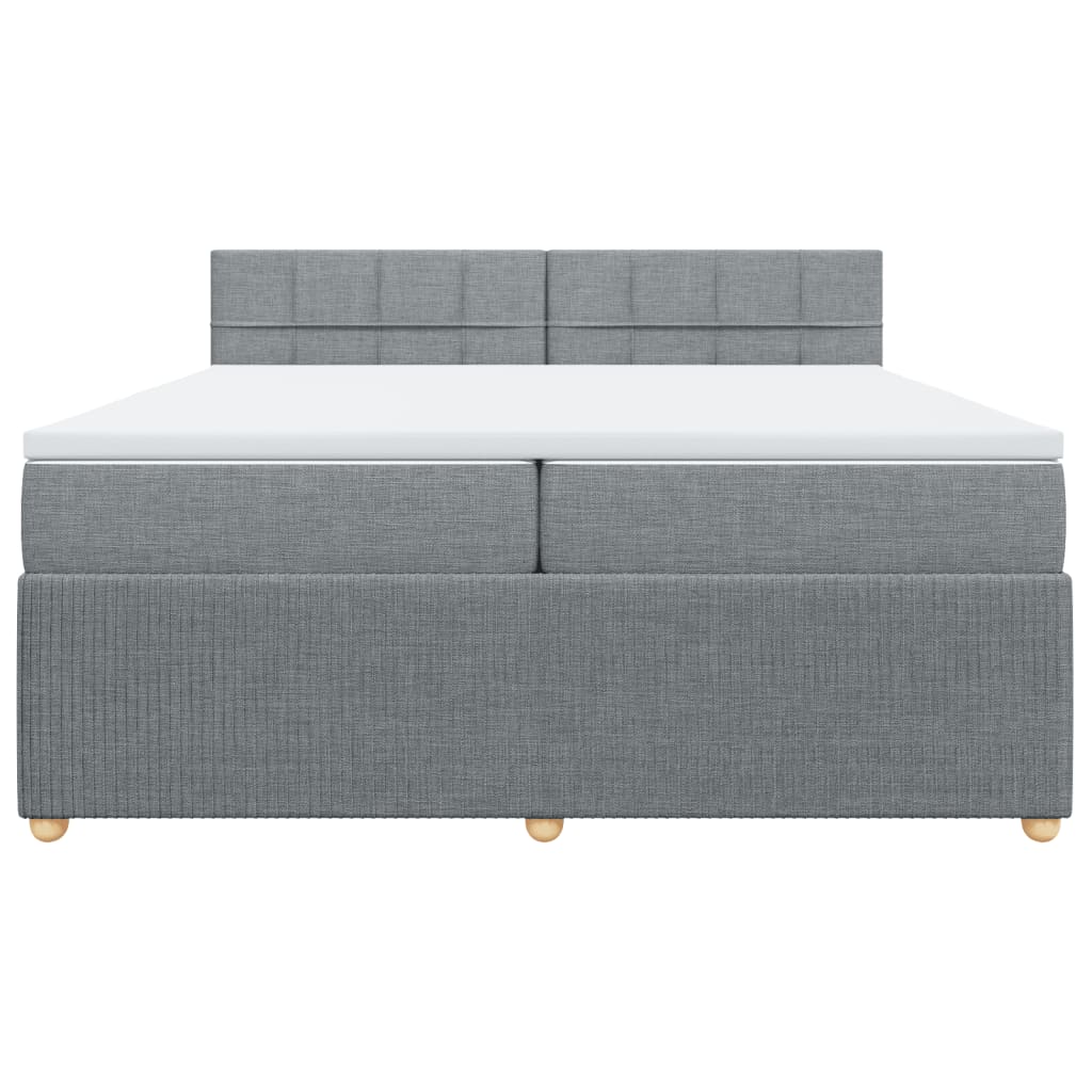 Sommier à lattes de lit avec matelas Gris clair 200x200cm Tissu