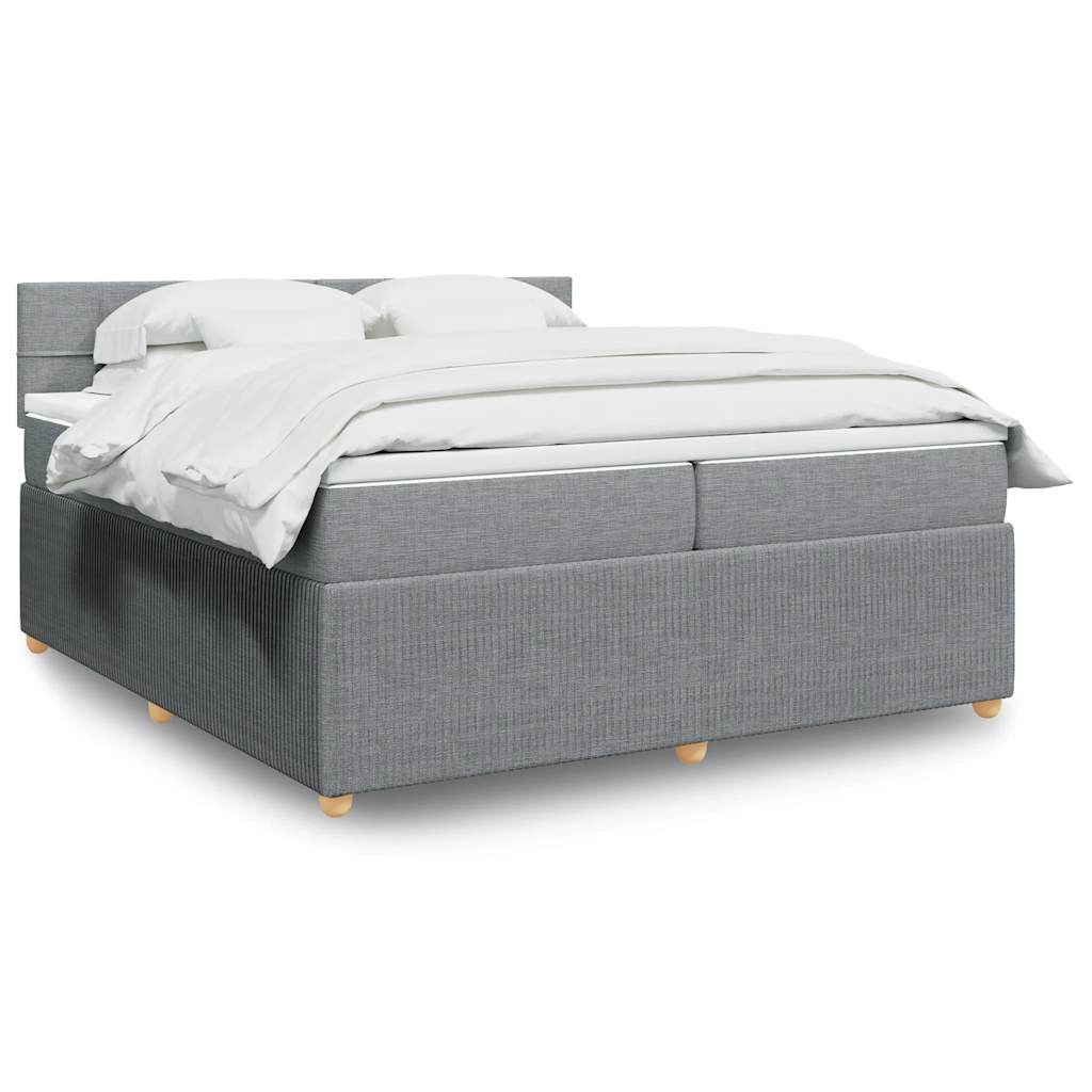 Sommier à lattes de lit avec matelas Gris clair 200x200cm Tissu