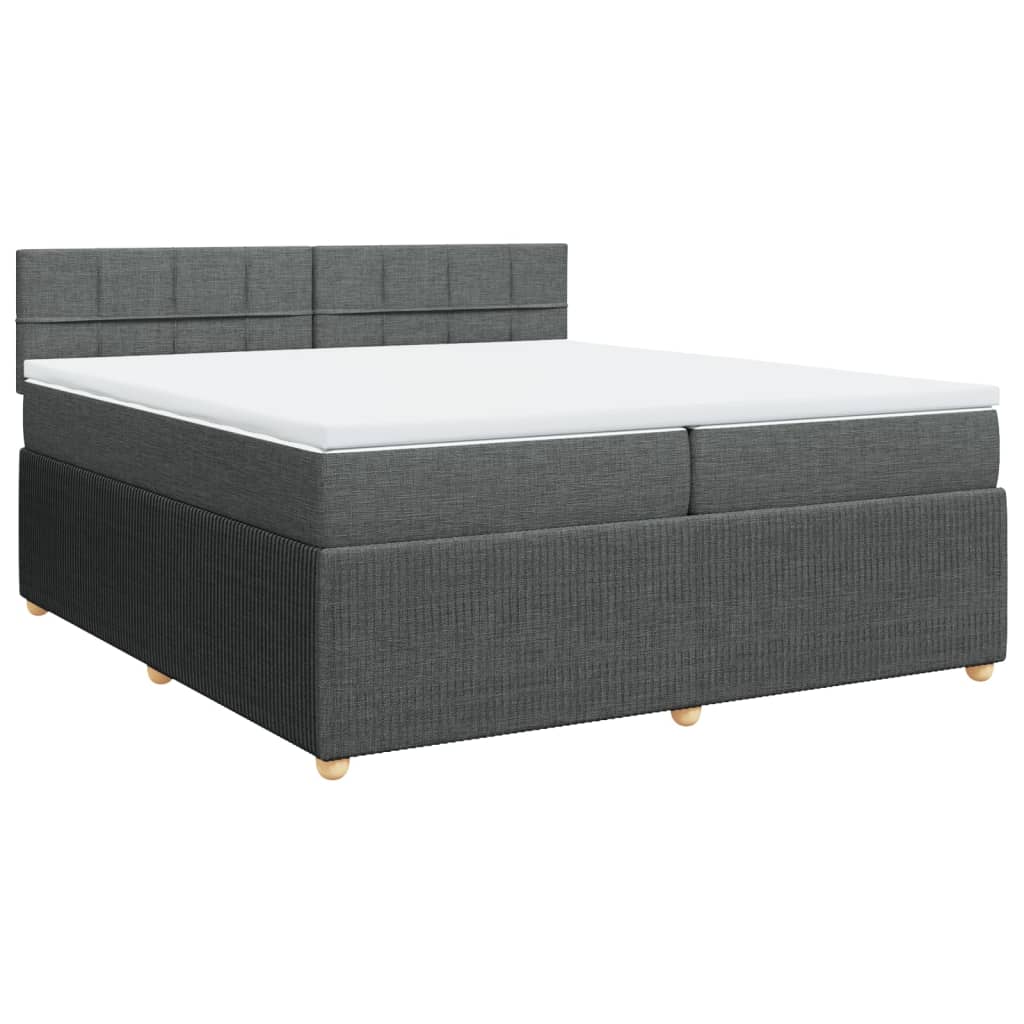 Sommier à lattes de lit avec matelas Gris foncé 200x200cm Tissu