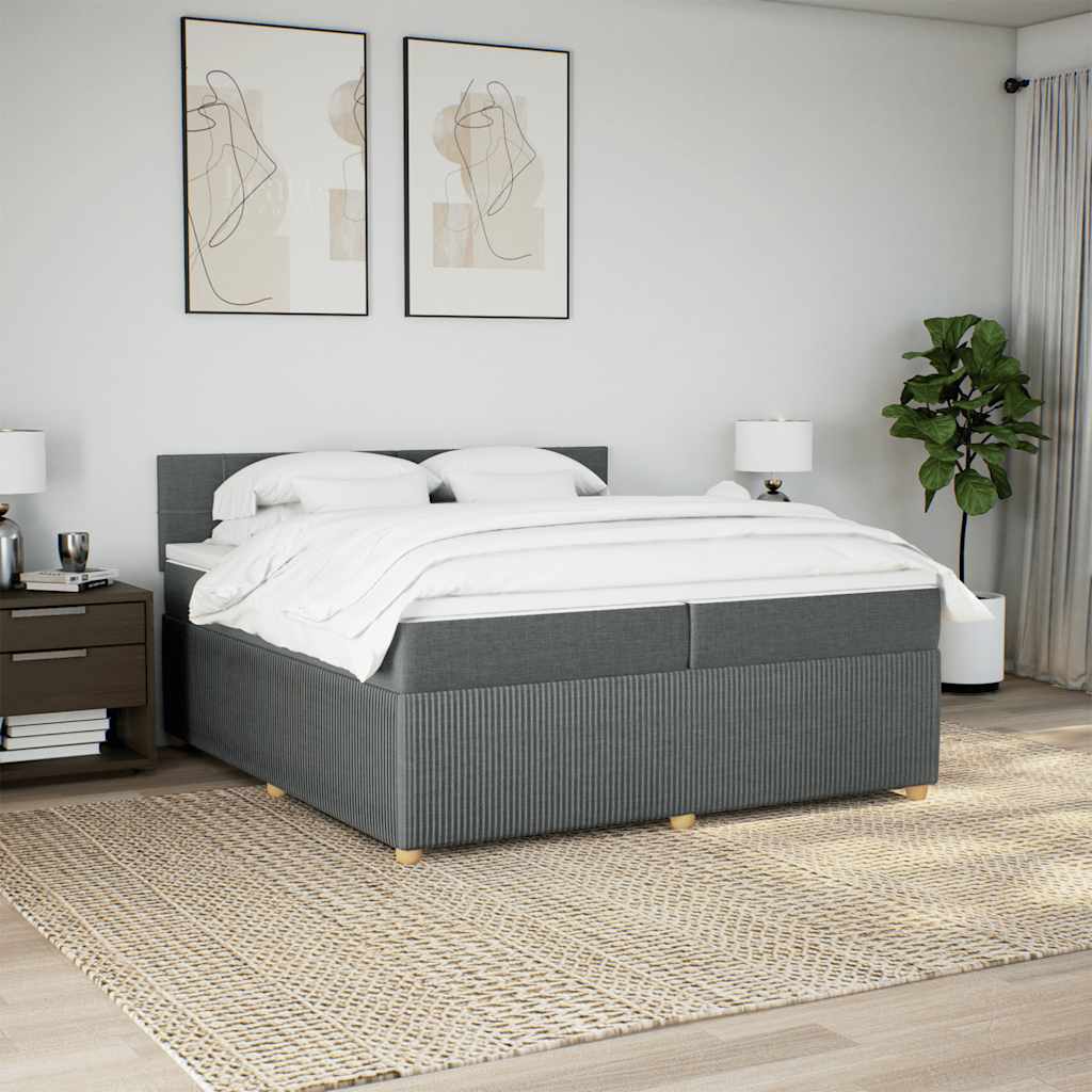 Sommier à lattes de lit avec matelas Gris foncé 200x200cm Tissu