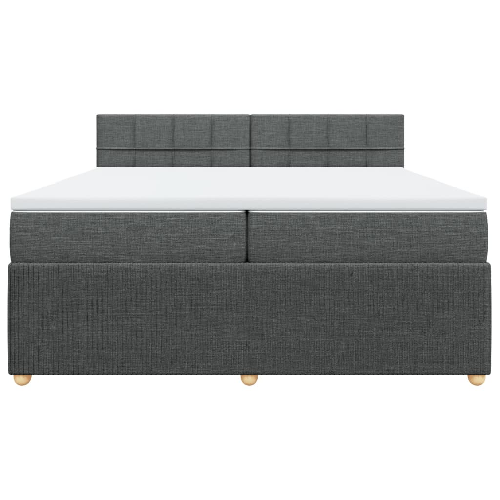 Sommier à lattes de lit avec matelas Gris foncé 200x200cm Tissu