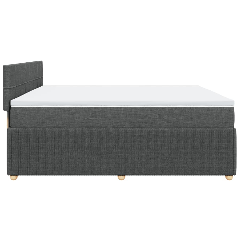 Sommier à lattes de lit avec matelas Gris foncé 200x200cm Tissu