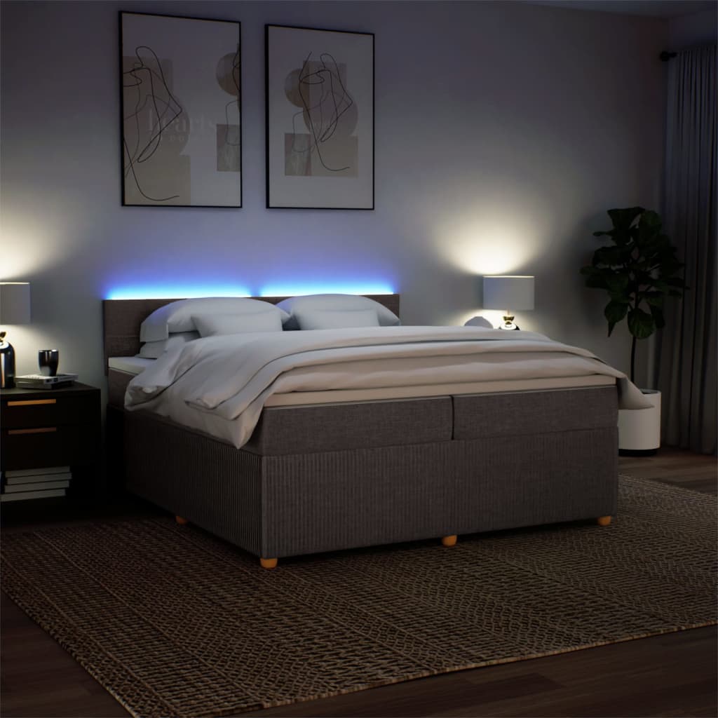 Sommier à lattes de lit avec matelas Taupe 200x200 cm Tissu