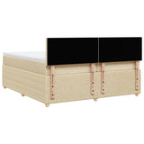 Bed slatted base with mattress Cream 200x200 cm Fabric