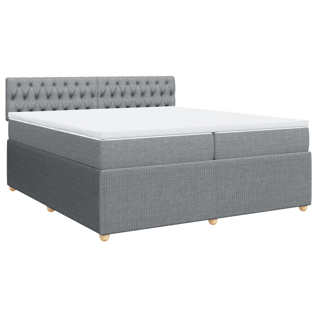 Sommier à lattes de lit avec matelas Gris clair 200x200cm Tissu