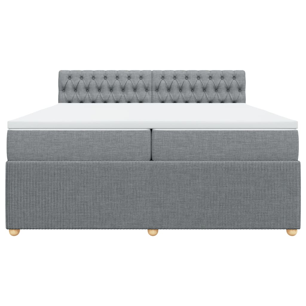 Sommier à lattes de lit avec matelas Gris clair 200x200cm Tissu