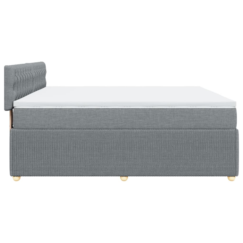 Sommier à lattes de lit avec matelas Gris clair 200x200cm Tissu