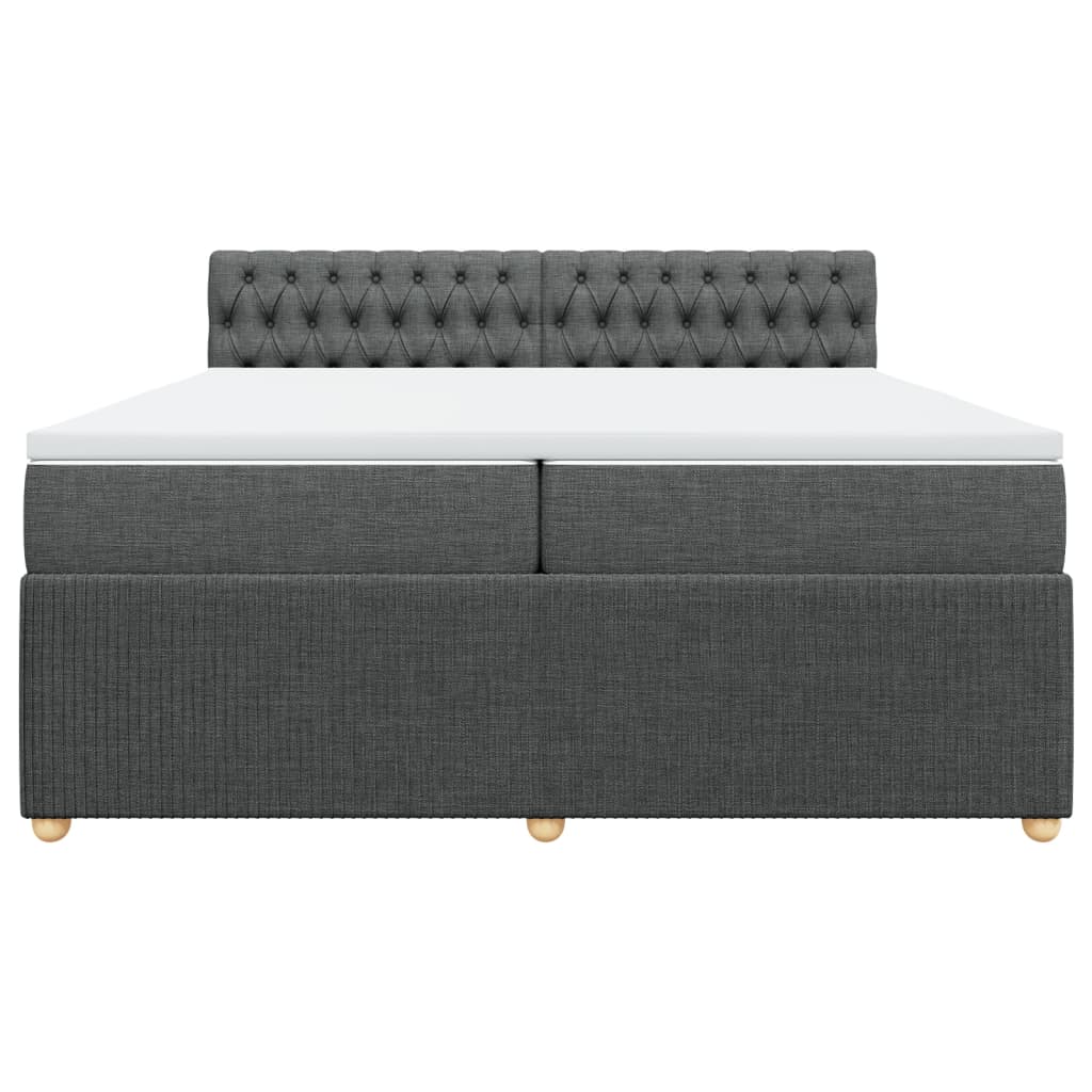 Sommier à lattes de lit avec matelas Gris foncé 200x200cm Tissu