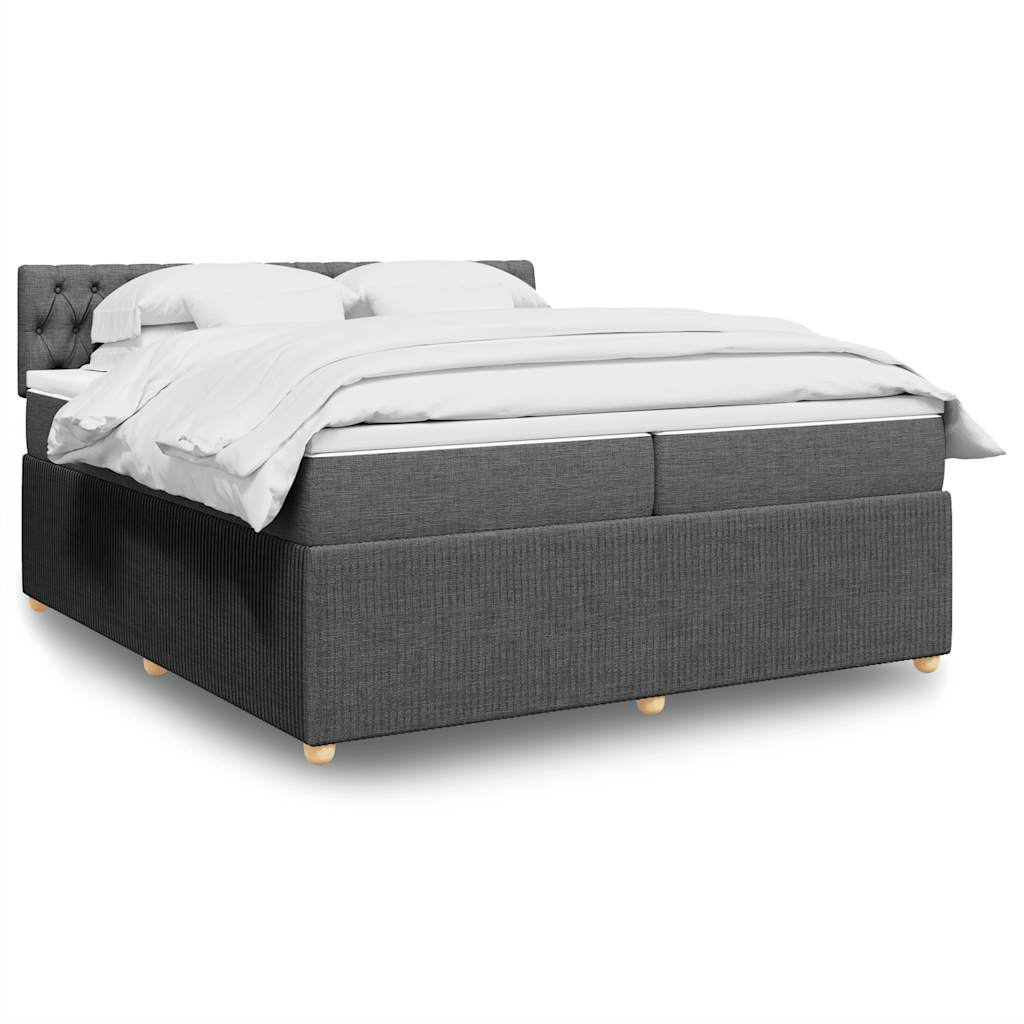 Sommier à lattes de lit avec matelas Gris foncé 200x200cm Tissu