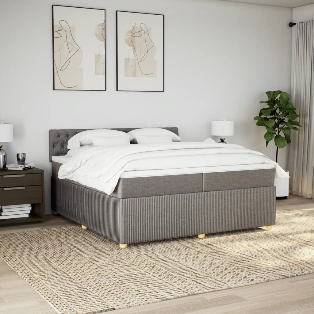 Sommier à lattes de lit avec matelas Taupe 200x200 cm Tissu