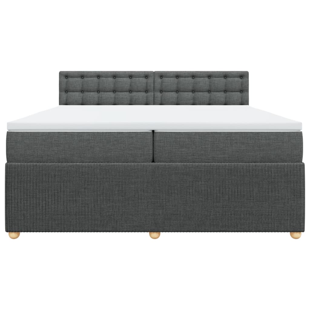 Sommier à lattes de lit avec matelas Gris foncé 200x200cm Tissu