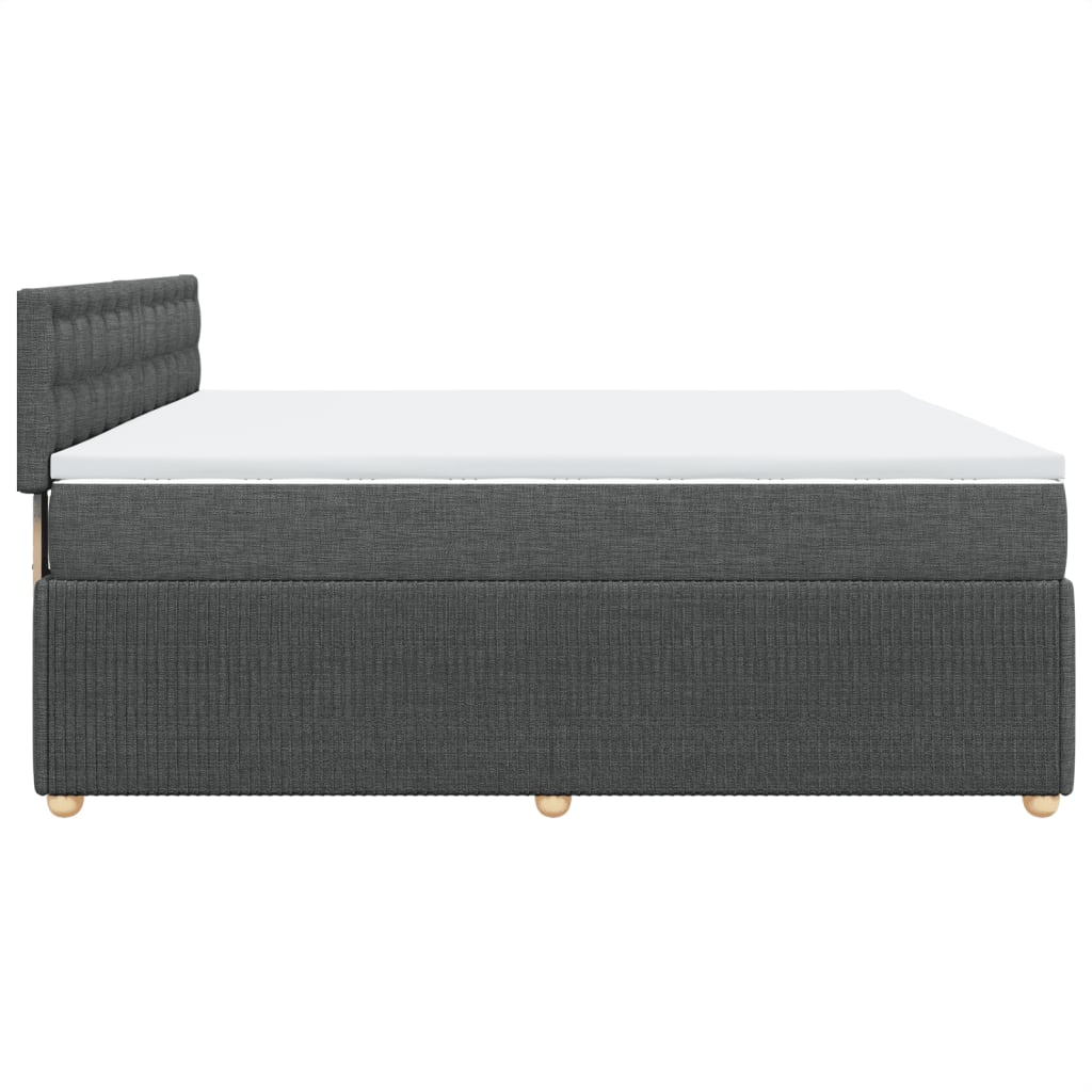 Sommier à lattes de lit avec matelas Gris foncé 200x200cm Tissu